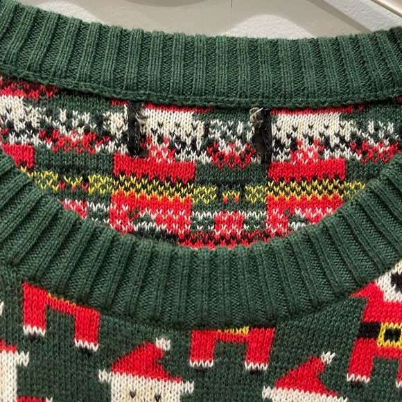 Ugly Christmas Sweater. All over Santa. Red Green Yellow - Picture 2 of 4